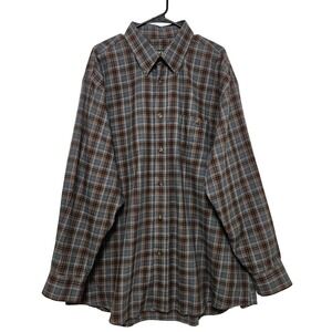 Orvis Wool Blend Plaid Flannel XXL Earth Tone Grunge Heritage Rugged Workwear‎